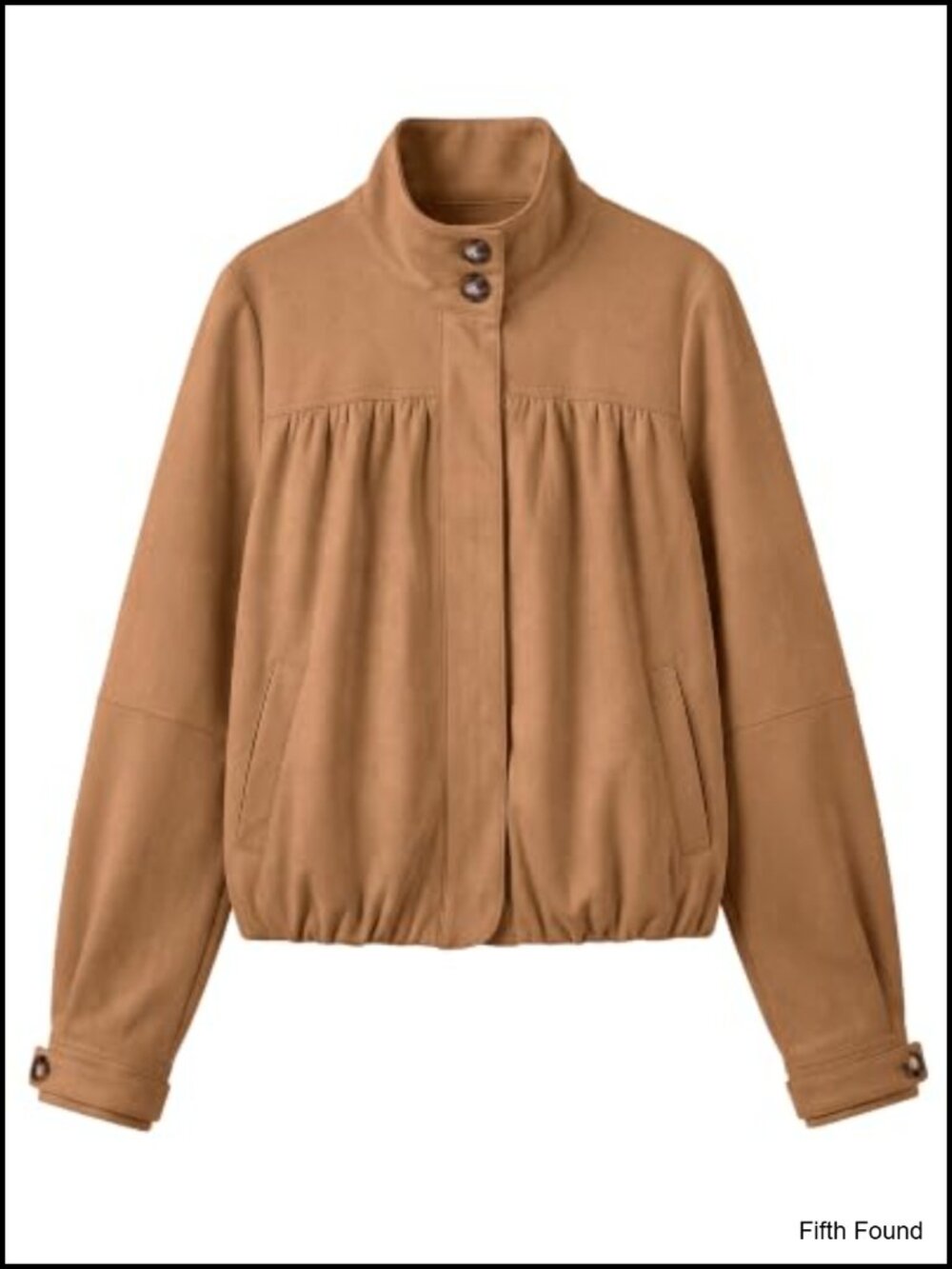Faux Suede Button Up Bubble Coat Long Sleeve Casual Jacket